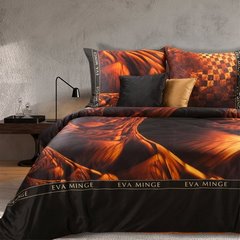 Komplet pościeli SIMONA z designerskim nadrukiem z najwyższej jakości makosatyny bawełnianej z logo Eva Minge - 160 x 200 cm - pomarańczowy 1