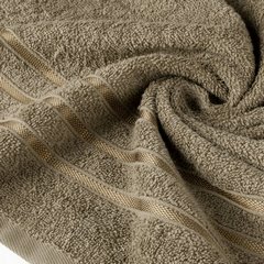 Komplet ręczników LOCA z bordiurą z tkanymi paskami przewiązanych efektowną wstążeczką - 37 x 25 x 10 cm - brązowy 4