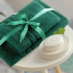 Komplet ręczników LOCA z bordiurą z tkanymi paskami przewiązanych efektowną wstążeczką - 37 x 25 x 10 cm - brązowy 5