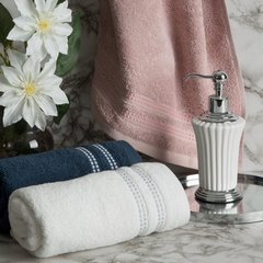 Ręcznik łazienkowy ALLY bawełniany z subtelną bordiurą w paseczki Eurofirany - 50 x 90 cm - biały 5
