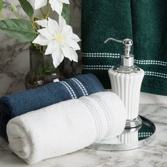 Ręcznik łazienkowy ALLY bawełniany z subtelną bordiurą w paseczki Eurofirany - 50 x 90 cm - biały 6