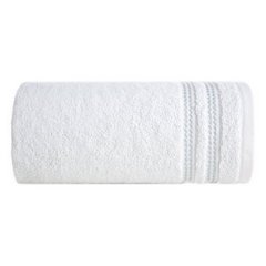 Ręcznik łazienkowy ALLY bawełniany z subtelną bordiurą w paseczki Eurofirany - 50 x 90 cm - biały 2