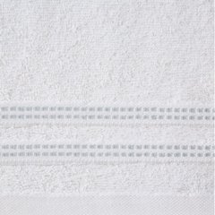 Ręcznik łazienkowy ALLY bawełniany z subtelną bordiurą w paseczki Eurofirany - 50 x 90 cm - biały 3