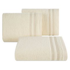 Ręcznik łazienkowy ALLY bawełniany z subtelną bordiurą w paseczki Eurofirany - 30 x 50 cm - kremowy 1