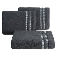 Ręcznik łazienkowy ALLY bawełniany z subtelną bordiurą w paseczki Eurofirany - 30 x 50 cm - grafitowy 1