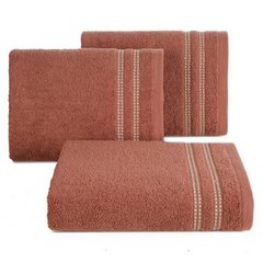 Ręcznik łazienkowy ALLY bawełniany z subtelną bordiurą w paseczki Eurofirany - 50 x 90 cm - ceglasty 1