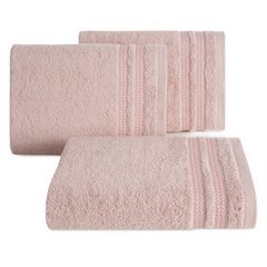 Ręcznik łazienkowy ALLY bawełniany z subtelną bordiurą w paseczki Eurofirany - 30 x 50 cm - pudrowy róż 1