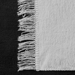 Koc czarno-srebrny AKRYL z mieszanki włókien bawełniano-akrylowych dwustronny zakończony frędzlami Eurofirany - 220 x 240 cm - srebrny 3