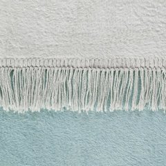 Koc kremowo-miętowy DUO z mieszanki włókien bawełniano-akrylowych dwustronny zakończony frędzlami Eurofirany - 150 x 200 cm - kremowy 3