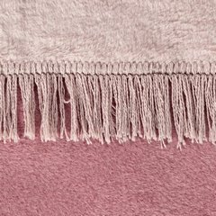 Koc różowo-pudrowy DUO z mieszanki włókien bawełniano-akrylowych dwustronny zakończony frędzlami Eurofirany - 150 x 200 cm - różowy 3