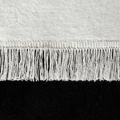 Koc biało-czarny DUO z mieszanki włókien bawełniano-akrylowych dwustronny zakończony frędzlami Eurofirany - 150 x 200 cm - biały 3