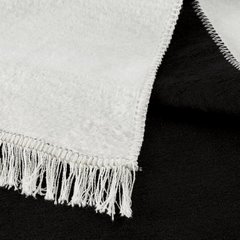 Koc biało-czarny DUO z mieszanki włókien bawełniano-akrylowych dwustronny zakończony frędzlami Eurofirany - 150 x 200 cm - biały 4