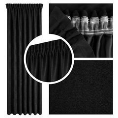 Zasłona jednokolorowa Dora z tkaniny o welurowej strukturze na taśmie marszczącej 320x360 cm, czarna - 320 x 260 cm - czarny 10