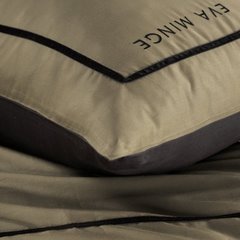 Komplet pościeli EVA 09 z makosatyny bawełnianej zdobiona ozdobną subtelną tasiemką welwetową i haftowanym logo Ewa Minge Eurofirany - 220 x 200 cm - beżowy 6