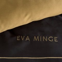 Komplet pościeli EVA 10 z makosatyny bawełnianej zdobiona ozdobnym haftowanym paseczkiem i logiem Ewa Minge Eurofirany - 160 x 200 cm - czarny 5
