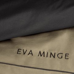 Komplet pościeli EVA 10 z makosatyny bawełnianej zdobiona ozdobnym haftowanym paseczkiem i logiem Ewa Minge Eurofirany - 220 x 200 cm - beżowy 5