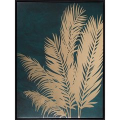Obraz nadruk na płótnie z motywem złotych liści palmy  Eurofirany - 45 x 60 cm - ciemnozielony 1
