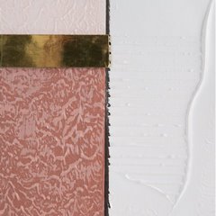 Geometryczny obraz ręcznie malowany na płótnie w pastelowych kolorach z dodatkiem złota oprawiony w ramę Eurofirany - 80 x 80 cm - biały 2