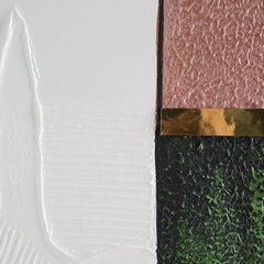 Geometryczny obraz ręcznie malowany na płótnie w pastelowych kolorach z dodatkiem złota oprawiony w ramę Eurofirany - 80 x 80 cm - biały 2