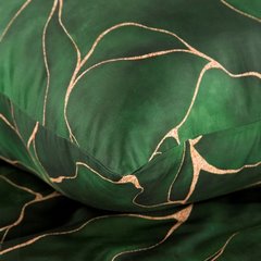 Komplet pościeli GIFT 1 z satyny bawełnianej zdobiona marmurkowym wzorem, zapakowana w kartonowe opakowanie Eurofirany - 220 x 200 cm - zielony 6