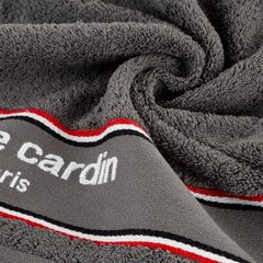 Ręcznik kąpielowy KARLA z bawełny z żakardową bordiurą i haftowanym logiem marki Pierre Cardin Eurofirany - 70 x 140 cm - szary 4