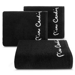 Ręcznik z kolekcji Pierre Cardin zdobiony kontrastowymi paseczkami Eurofirany - 50 x 90 cm - czarny 1