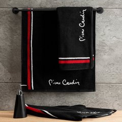 Ręcznik z kolekcji Pierre Cardin zdobiony kontrastowymi paseczkami Eurofirany - 50 x 90 cm - czarny 5