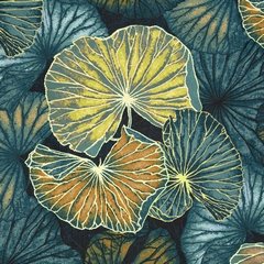 Komplet pościeli NIKA 30 z satyny bawełnianej zdobiona nadrukiem liści lilii wodnej Eurofirany - 180 x 200 cm - ciemnoturkusowy 4