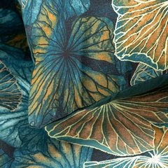 Komplet pościeli NIKA 30 z satyny bawełnianej zdobiona nadrukiem liści lilii wodnej Eurofirany - 180 x 200 cm - ciemnoturkusowy 6