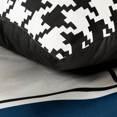 Komplet pościeli Eva 08 z makosatyny bawełnianej zdobiona nadrukiem łączącym elegancką pepitkę z geometrią Eurofirany - 160 x 200 cm - niebieski 6
