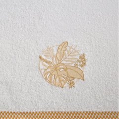 Ręcznik PALMS bawełniany z haftowana bordiurą  w egzotyczne liście Eurofirany - 50 x 90 cm - biały 3
