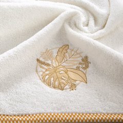 Ręcznik PALMS bawełniany z haftowana bordiurą  w egzotyczne liście Eurofirany - 50 x 90 cm - biały 4