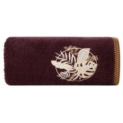 Ręcznik PALMS bawełniany z haftowana bordiurą  w egzotyczne liście Eurofirany - 50 x 90 cm - bordowy 2