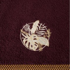 Ręcznik PALMS bawełniany z haftowana bordiurą  w egzotyczne liście Eurofirany - 50 x 90 cm - bordowy 3