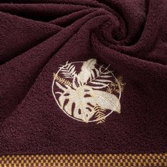 Ręcznik PALMS bawełniany z haftowana bordiurą  w egzotyczne liście Eurofirany - 50 x 90 cm - bordowy 4