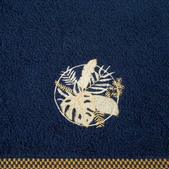 Ręcznik PALMS bawełniany z haftowana bordiurą  w egzotyczne liście Eurofirany - 50 x 90 cm - granatowy 3