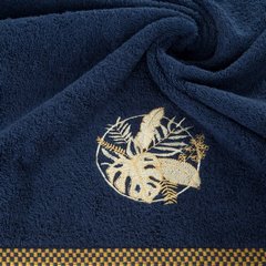 Ręcznik PALMS bawełniany z haftowana bordiurą  w egzotyczne liście Eurofirany - 50 x 90 cm - granatowy 4