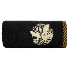Ręcznik PALMS bawełniany z haftowana bordiurą  w egzotyczne liście Eurofirany - 50 x 90 cm - czarny 2