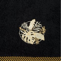 Ręcznik PALMS bawełniany z haftowana bordiurą  w egzotyczne liście Eurofirany - 50 x 90 cm - czarny 3