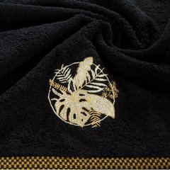 Ręcznik PALMS bawełniany z haftowana bordiurą  w egzotyczne liście Eurofirany - 50 x 90 cm - czarny 4