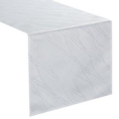 Bieżnik SUZANA zdobiony marmurowym wzorem, PLAMOODPORNY Eurofirany - 40 x 140 cm - biały 1