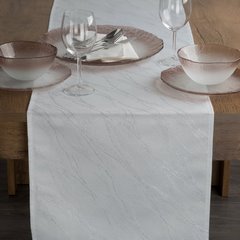Bieżnik SUZANA zdobiony marmurowym wzorem, PLAMOODPORNY Eurofirany - 40 x 140 cm - biały 2