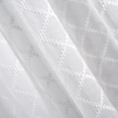 Zasłona z etaminy biała BETSY z wyszywanym wzorem karo 140x250 cm na przelotkach DESIGN 91 - 140 x 250 cm - biały 3