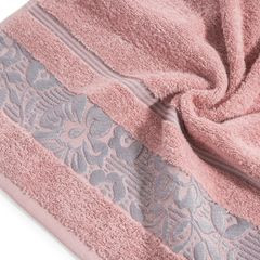 Ręcznik kąpielowy SYLWIA z bordiurą w kwiaty Eurofirany - 70 x 140 cm - pudrowy róż 5