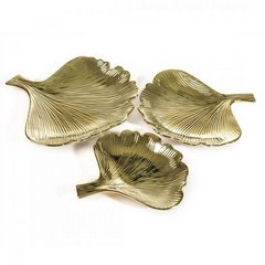 Patera dekoracyjna IVA złocista w kształcie liścia miłorzębu Eurofirany - 30 x 30 x 5 cm - złoty 2