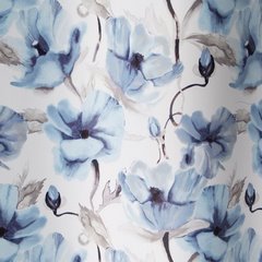 Biała ZASŁONA ZACIEMNIAJĄCA Willow w niebieskie kwiaty przelotki 140x250 cm - 140 x 250 cm - niebieski 3